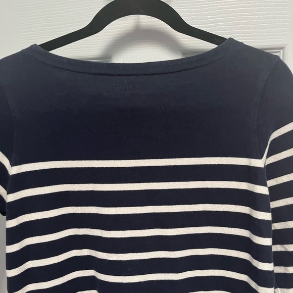 LL Bean Dress S Reg Navy White Heritage Striped Cotton Nautical Mariner Small - Picture 13 of 14